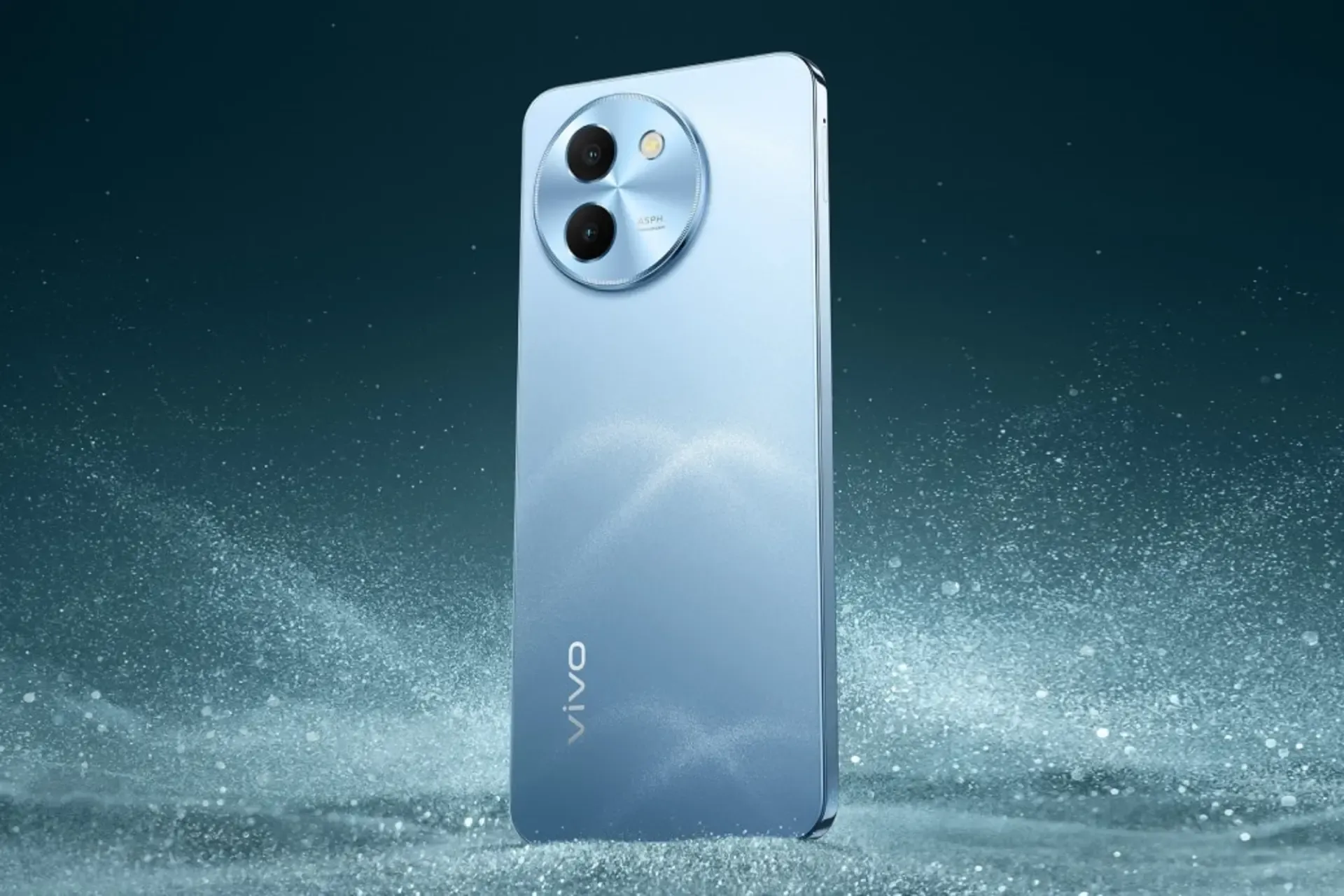 Mėlynas Vivo Y200T telefonas su dviem kameromis